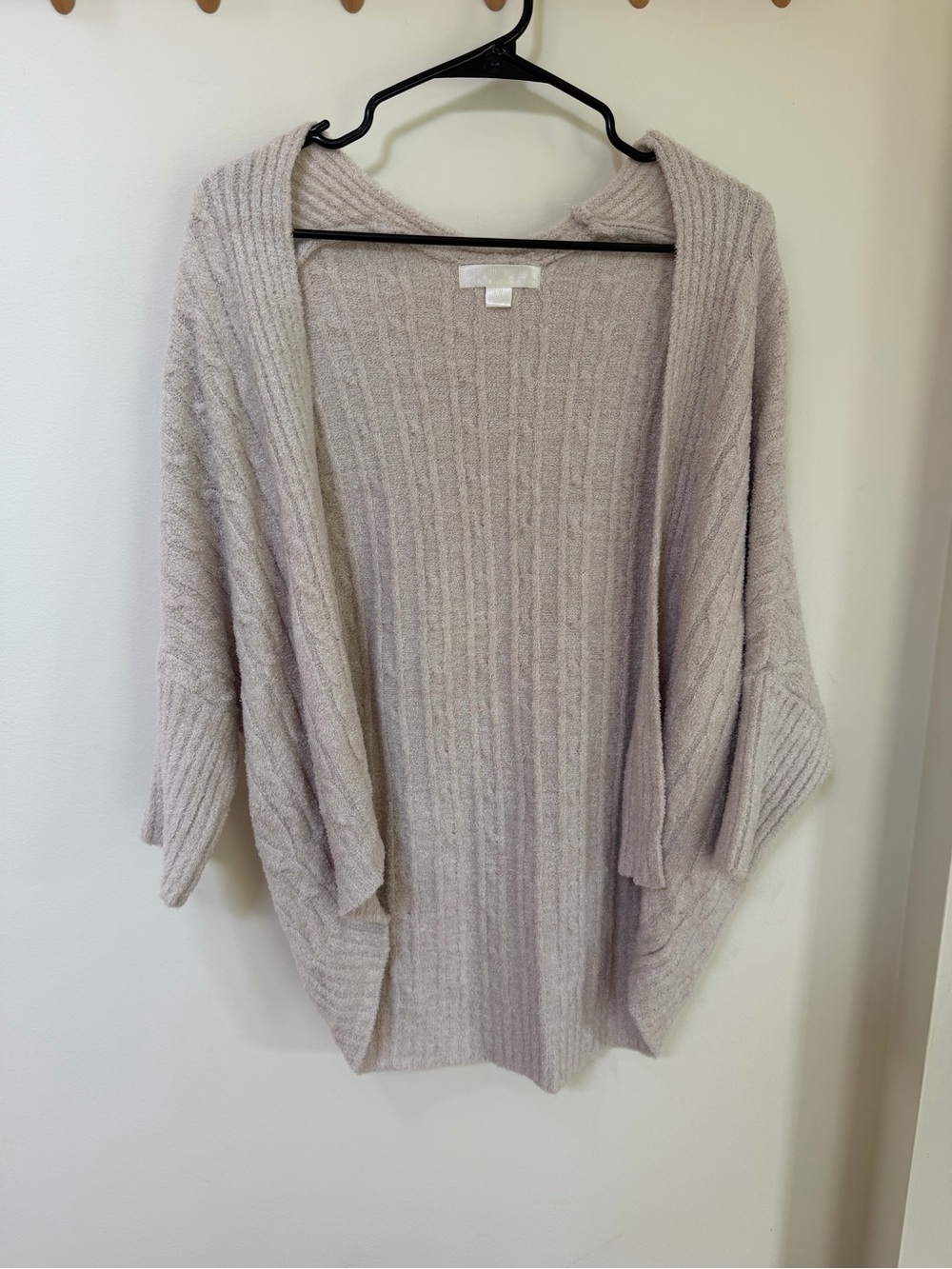 Barefoot Dreams Open-Front Ribbed Draped Cardigan, Size S/M